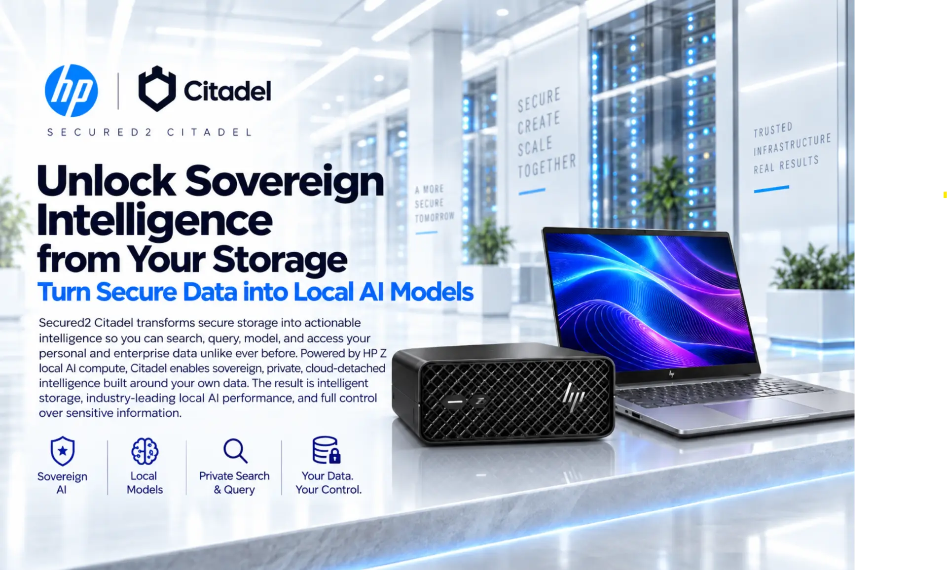 Unlock sovereign intelligence from your storage — HP Z local AI compute with Secured2 Citadel
